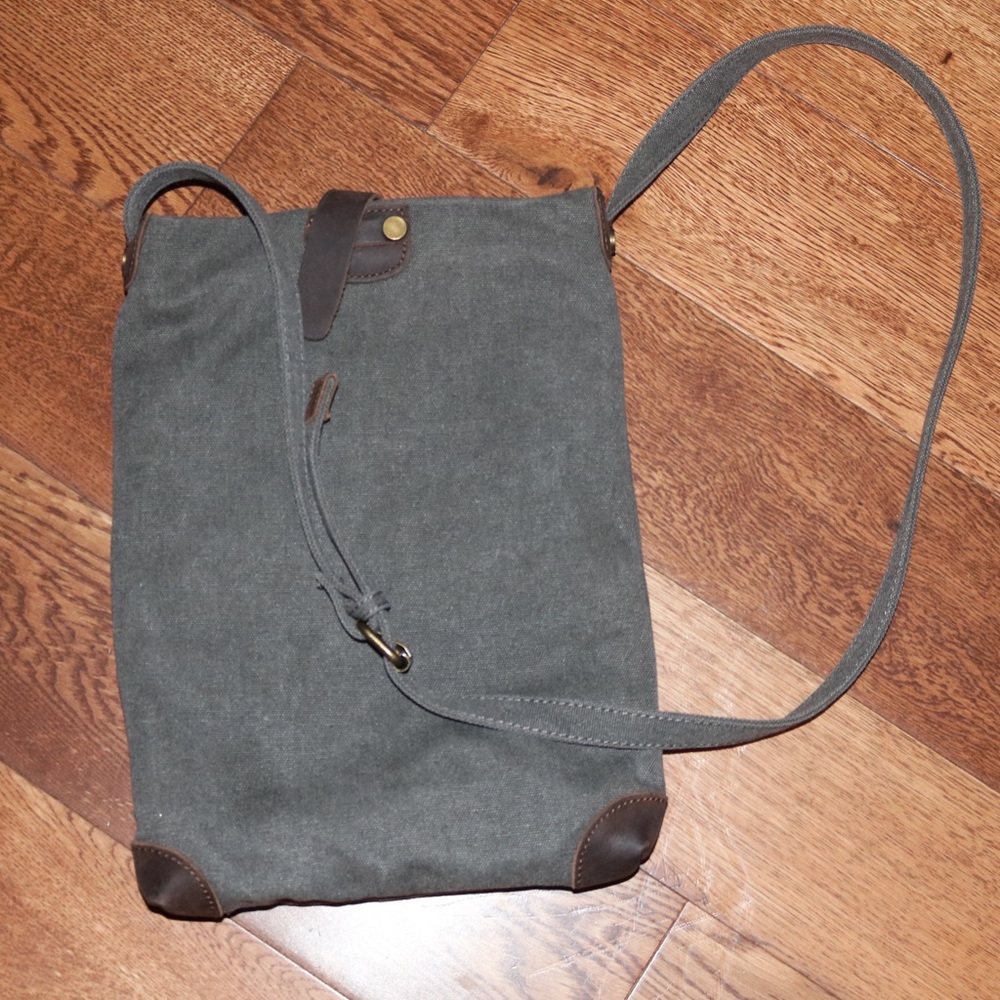 Grey and leather purse